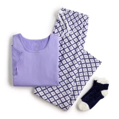 Women's Croft & Barrow® Short Sleeve Pajama Top & Pajama Pants Sleep Set -Croft & Barrow Sales Store 5666788 ALT5