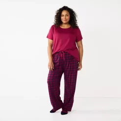 Plus Size Croft & Barrow® Short Sleeve Pajama Top & Pajama Pants Sleep Set -Croft & Barrow Sales Store 5666789 ALT2