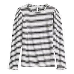 Women's Croft & Barrow® Long Sleeve Ruffle Neck Top -Croft & Barrow Sales Store 5670499 ALT5