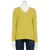Petite Croft & Barrow® V-Neck Long Sleeve Top -Croft & Barrow Sales Store 5676626 Golden Olive