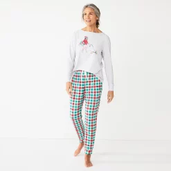 Women's Croft & Barrow® Long Sleeve Pajama Top & Pajama Pants Sleep Set -Croft & Barrow Sales Store 5677582 ALT2