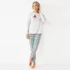 Petite Croft & Barrow® Long Sleeve Pajama Top & Pajama Pants Sleep Set -Croft & Barrow Sales Store 5677584 Green Red Plaid