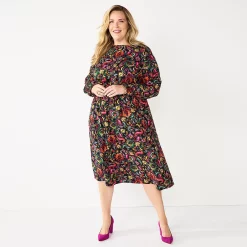 Plus Size Croft & Barrow® Midi Smocked Waist Dress