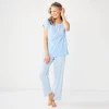 Petite Croft & Barrow® Short Sleeve Pajama Top & Pajama Pants Cotton Sleep Set -Croft & Barrow Sales Store 5708273 Blue Stripes