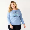 Plus Size Croft & Barrow® Holiday Motif Graphic Tee -Croft & Barrow Sales Store 5726116 Blue Love Light