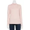 Petite Croft & Barrow® Long Sleeve Mockneck Top -Croft & Barrow Sales Store 5726930 Pink Rhinestone