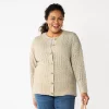 Plus Size Croft & Barrow® Stitch Crewneck Cardigan 1 Plus Size Croft & Barrow® Stitch Crewneck Cardigan -Croft & Barrow Sales Store 5765068 Oatmeal