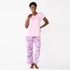 Women's Croft & Barrow® Short Sleeve Henley Pajama Top & Pajama Pants Sleep Set 1 Women's Croft & Barrow® Short Sleeve Henley Pajama Top & Pajama Pants Sleep Set -Croft & Barrow Sales Store 5774129 Pink Floral
