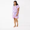 Plus Size Croft & Barrow® Short Sleeve Henley Short Sleeve Nightgown -Croft & Barrow Sales Store 5774134 Pink Floral