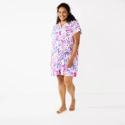 Plus Size Croft & Barrow® Short Sleeve Henley Short Sleeve Nightgown