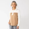Women's Croft & Barrow® Quilted Quarter-Zip Top -Croft & Barrow Sales Store 5775880 Ivory Beige Colorblock