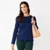 Women's Croft & Barrow® Cable Jacquard Top -Croft & Barrow Sales Store 5776228 Navy