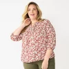 Plus Size Croft & Barrow® Splitneck Pintuck Blouse -Croft & Barrow Sales Store 5776327 Brown Floral