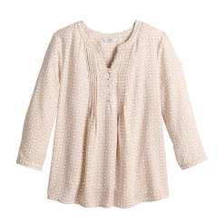 Women's Croft & Barrow® Splitneck Pintuck Blouse -Croft & Barrow Sales Store 5777321 ALT5