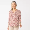 Women's Croft & Barrow® Splitneck Pintuck Blouse -Croft & Barrow Sales Store 5777321 Brown Floral
