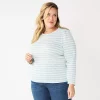 Plus Size Croft & Barrow® Cable Jacquard Top -Croft & Barrow Sales Store 5780044 Light Blue Stripe