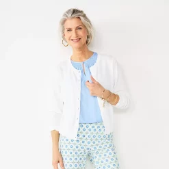 Women's Croft & Barrow® Crewneck Puff Sleeve Cardigan