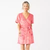 Women's Croft & Barrow® Short Sleeve Terry Wrap Robe -Croft & Barrow Sales Store 5796057 Coral Mission
