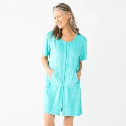Women's Croft & Barrow® Short Sleeve French Terry Zip Robe