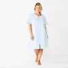 Plus Size Croft & Barrow® Short Sleeve Woven Zip Duster -Croft & Barrow Sales Store 5796854 Blue Checks