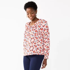 Women's Croft & Barrow® Ruffle Neck Blouse