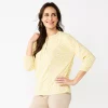 Women's Croft & Barrow® Shirred Knit Top -Croft & Barrow Sales Store 5809438 Yellow Ditsy Floral
