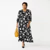 Plus Size Croft & Barrow® Ruffle Hem Maxi Dress -Croft & Barrow Sales Store 5812986 Black Floral