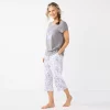 Women's Croft & Barrow® Short Sleeve Pajama Top & Capri Pajama Pants Sleep Set 1 Women's Croft & Barrow® Short Sleeve Pajama Top & Capri Pajama Pants Sleep Set -Croft & Barrow Sales Store 5839151 White Floral