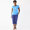Petite Croft & Barrow® Short Sleeve Pajama Top & Capri Pajama Pants Sleep Set -Croft & Barrow Sales Store 5839153 Blue Daisy