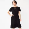 Women's Croft & Barrow® Flutter Sleeve Dress -Croft & Barrow Sales Store 5929703 Black