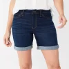 Women's Croft & Barrow® Functional Waist Denim Shorts -Croft & Barrow Sales Store 5934037 Dark Wash