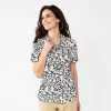 Women's Croft & Barrow® Woven Camp Shirt -Croft & Barrow Sales Store 5949460 Black Garden