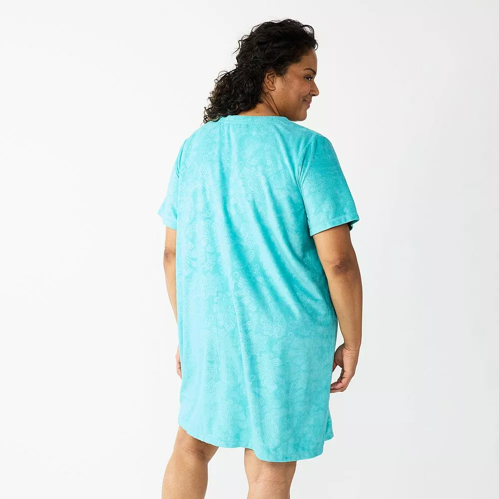 Plus Size Croft & Barrow® Short Sleeve French Terry Zip Robe 4 Plus Size Croft & Barrow® Short Sleeve French Terry Zip Robe - Image 2