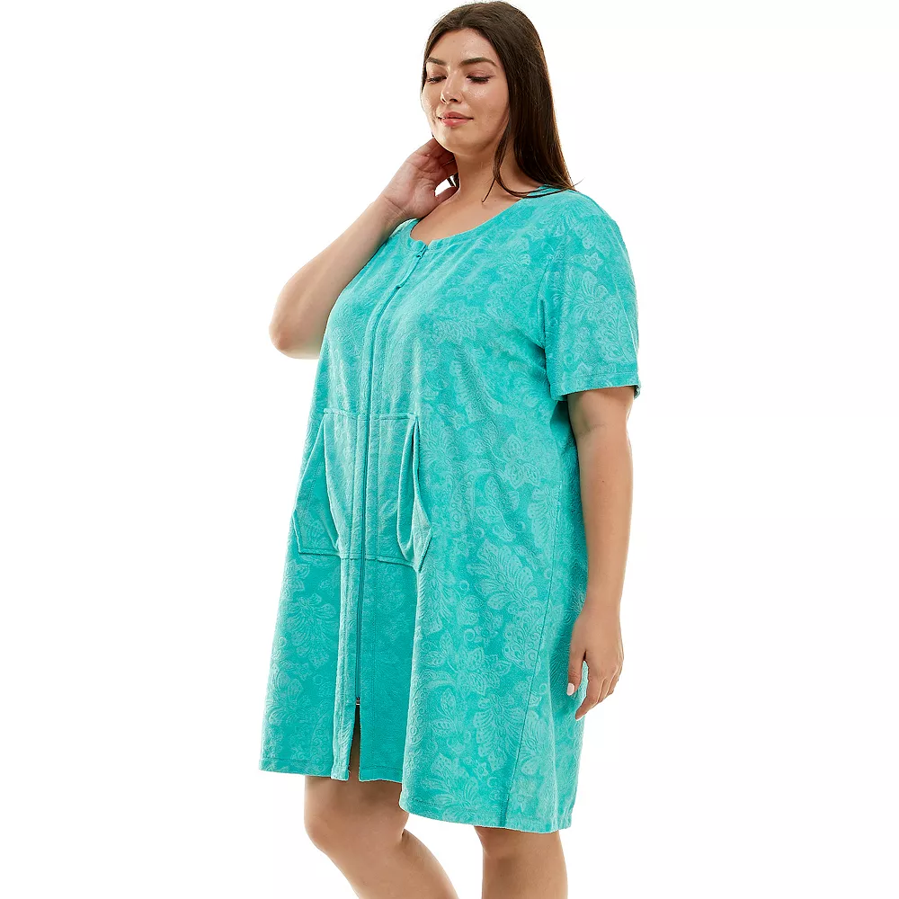 Plus Size Croft & Barrow® Short Sleeve French Terry Zip Robe 5 Plus Size Croft & Barrow® Short Sleeve French Terry Zip Robe - Image 3