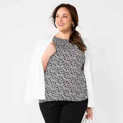Plus Size Croft & Barrow® Piped Raglan Blouse