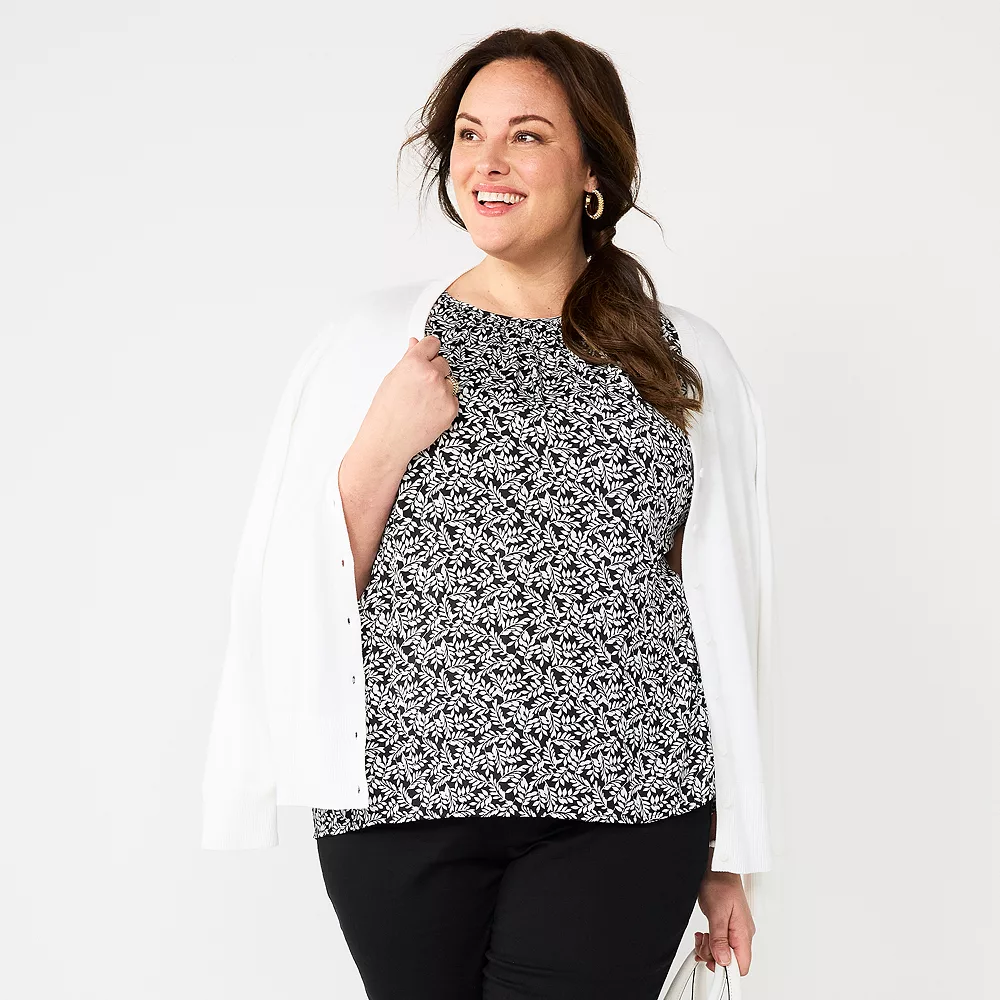 Plus Size Croft & Barrow® Piped Raglan Blouse 3 Plus Size Croft & Barrow® Piped Raglan Blouse