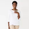 Women's Croft & Barrow® Boatneck Top -Croft & Barrow Sales Store 6120225 White