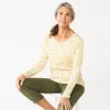 Petite Croft & Barrow® Essential Long-Sleeve V-Neck Top -Croft & Barrow Sales Store 6264429 Cream Easy Paisley