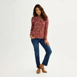 Women's Croft & Barrow® Essential Long-Sleeve Crewneck Tee -Croft & Barrow Sales Store 6264671 ALT2