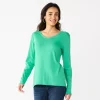 Women's Croft & Barrow® Essential Long Sleeve V-Neck Tee -Croft & Barrow Sales Store 6264678 Maize Green