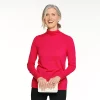 Women's Croft & Barrow® Essential Long-Sleeve Mockneck Top -Croft & Barrow Sales Store 6264717 Red Silk