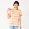 Women's Croft & Barrow® Essential Crewneck Tee -Croft & Barrow Sales Store 6265070 Warm Multi Stripe